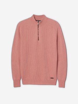 Sun Day Red 3D Knit Cashmere Quarter Zip Rosa | 947526-DKH