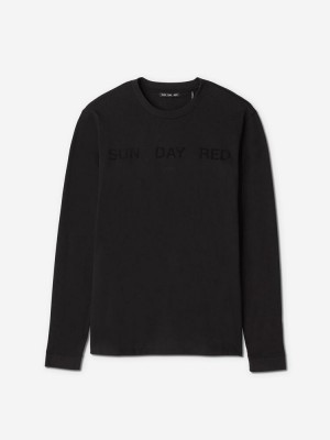 Sun Day Red Long Sleeve Dark Nebula T-Shirt Svarta | 203458-MPD