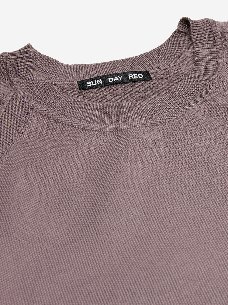 Sun Day Red 3D Knit Cashmere Crew Tyrian | 538069-ELZ