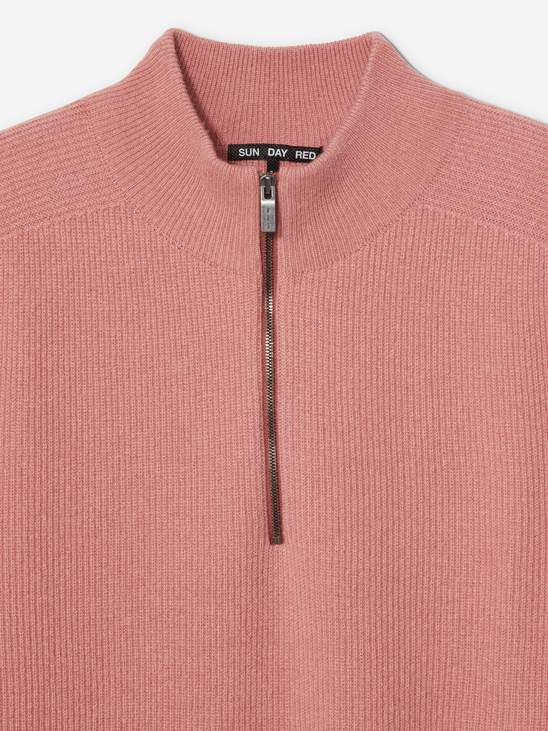 Sun Day Red 3D Knit Cashmere Quarter Zip Rosa | 947526-DKH