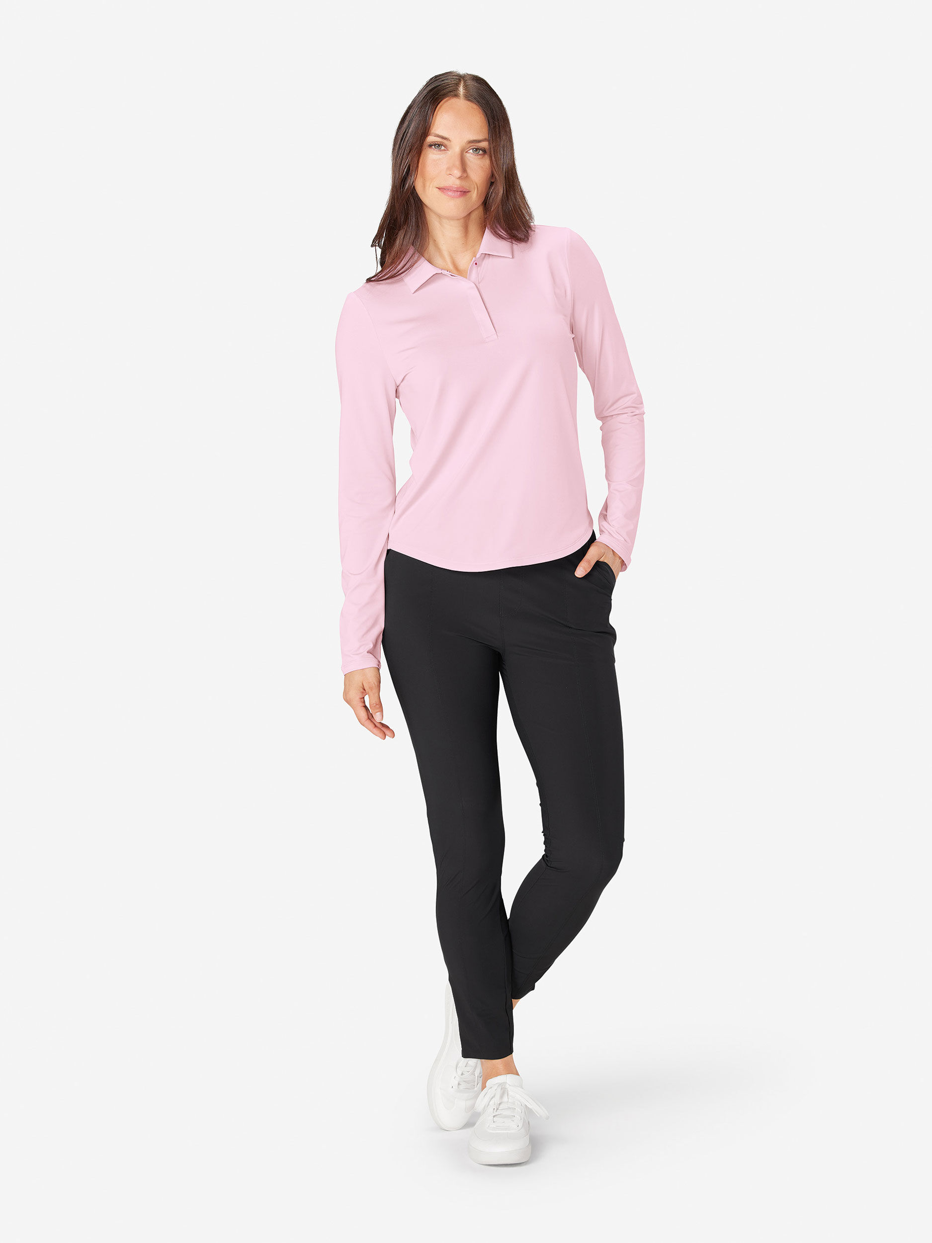 Sun Day Red Long Sleeve Performance Victoria Polo Rosa | 423691-WCZ